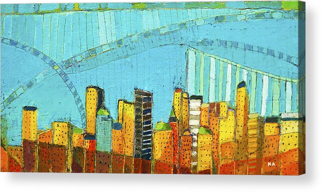Summer Acrylic Print featuring the painting Summer in New York city by Habib Ayat