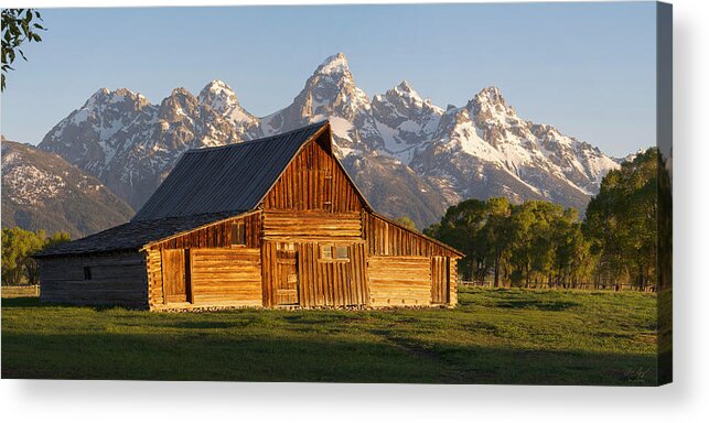 Moulton Acrylic Print featuring the photograph T. A. Moulton Barn and the Tetons by Aaron Spong