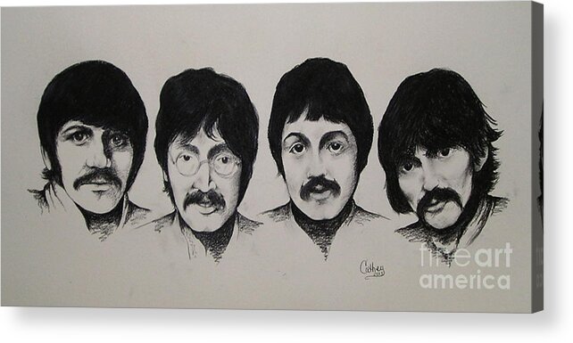 Beatles Acrylic Print featuring the drawing The Beatles by Catherine Howley