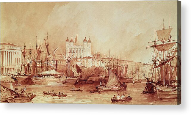 Garrison Acrylic Print featuring the drawing View Of The Tower Of London by William Parrott