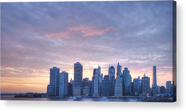 New York Acrylic Print featuring the photograph Panorama of Lower Manhattan skyline #4 by Andria Patino
