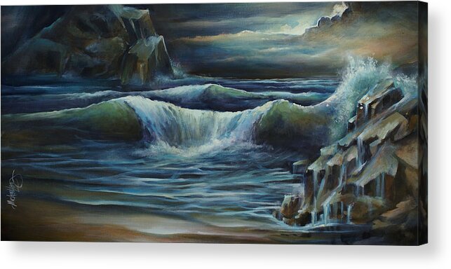 Seascape Acrylic Print featuring the painting 'Endless' by Michael Lang