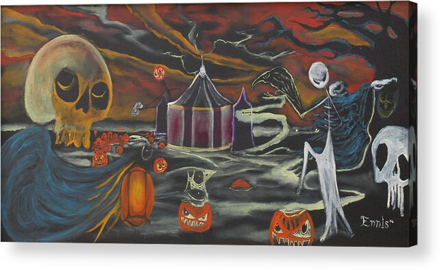 Ennis Acrylic Print featuring the painting Halloween Circus by Christophe Ennis