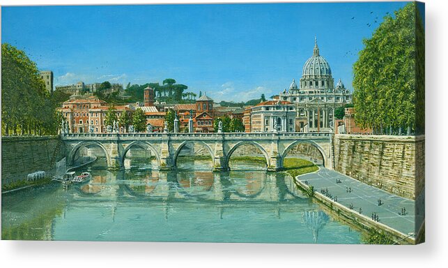 Landscape Acrylic Print featuring the painting Il Fiumi Tevere Roma by Richard Harpum