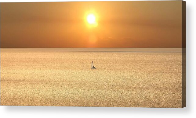 Sunset Acrylic Print featuring the photograph On Golden Seas by Renee Hardison