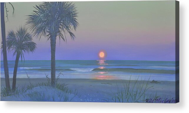 Seascape Acrylic Print featuring the painting Palmetto Moon by Blue Sky