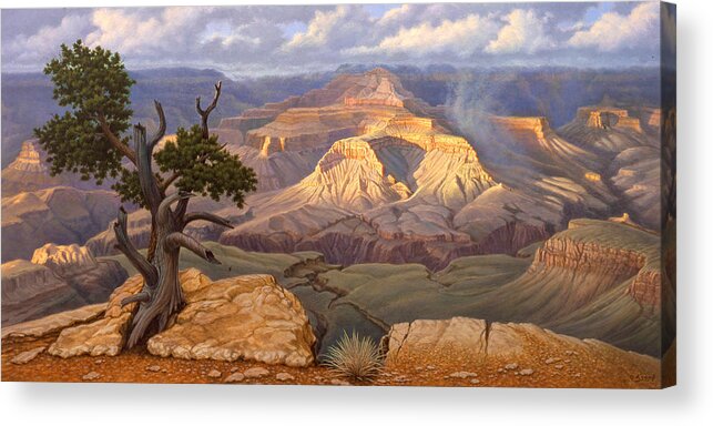 South Rim Acrylic Print featuring the painting Zoroaster Temple from Yaki Point #2 by Paul Krapf
