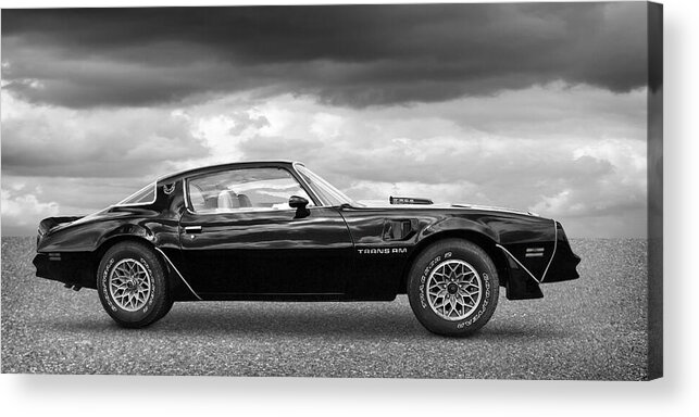 Pontiac Acrylic Print featuring the photograph 1978 Trans Am In Black And White by Gill Billington
