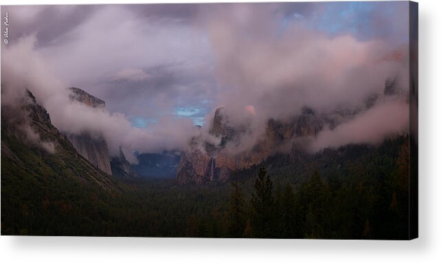 Yosemite Acrylic Print featuring the photograph Yosemite Valley Panorama in Color by Alexander Fedin