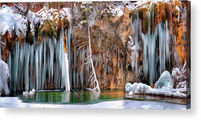 Hanging Acrylic Print featuring the digital art A spring that knows no summer. - Hanging Lake Print by OLena Art
