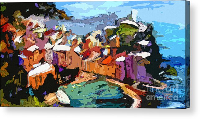 Vernazza Acrylic Print featuring the painting Abstract Vernazza Italy Cinque Terre by Ginette Callaway