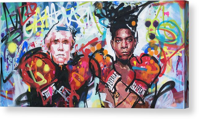 Jean Michel Acrylic Print featuring the painting Andy Warhol and Jean-Michel Basquiat by Richard Day