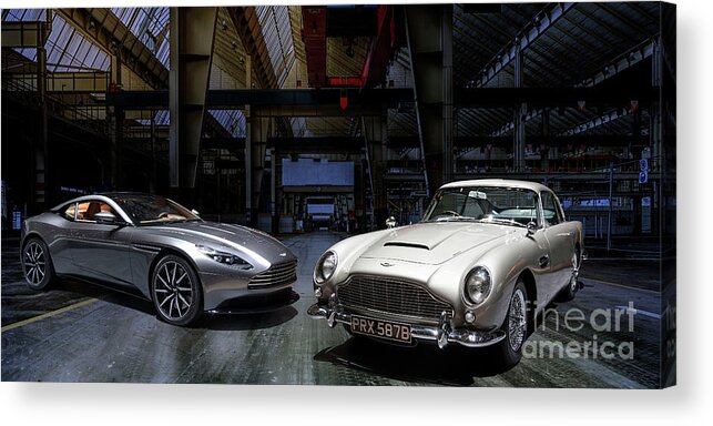 Aston Martin Acrylic Print featuring the photograph Aston Martin DB5 DB11 by Roger Lighterness