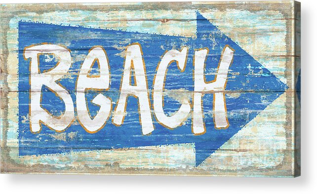Jq Licensing Acrylic Print featuring the painting Beach Sign by James Piazza