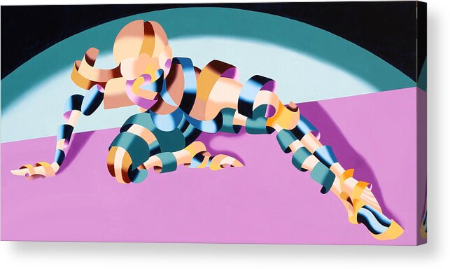 Abstract Acrylic Print featuring the painting Becca 219.02 Abstract Futurist Figurative Oil Painting by Mark Webster