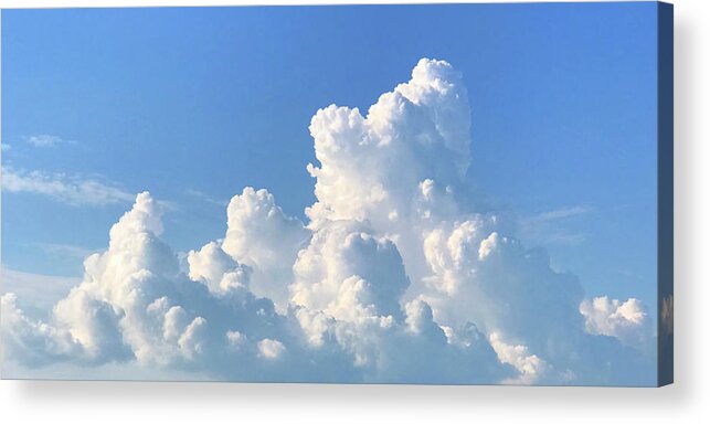 Cumulus Clouds Acrylic Print featuring the photograph Blue Sky Fluffy White Clouds Panoramic by Gill Billington
