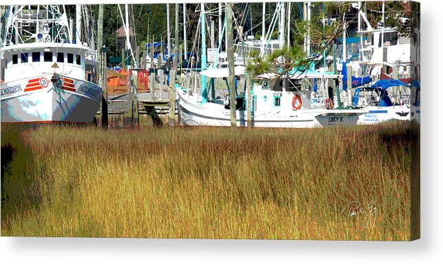 Boats Acrylic Print featuring the photograph Boat Series 29 Fishing Boats Docked Ocean Springs by Paul Gaj