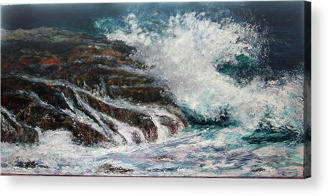 Original Acrylic Print featuring the painting Breaking Wave by Michele A Loftus
