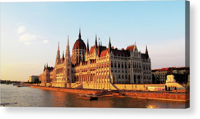 Government Building Acrylic Print featuring the photograph Budapest at Sunset by Loretta Luglio