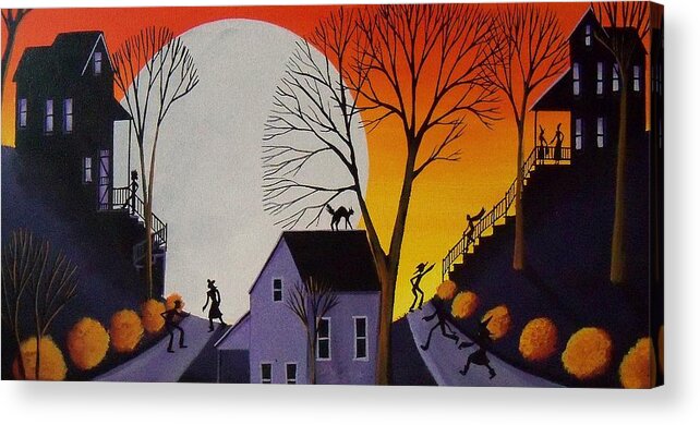 Art Acrylic Print featuring the painting Candy Run - Halloween landscape by Debbie Criswell
