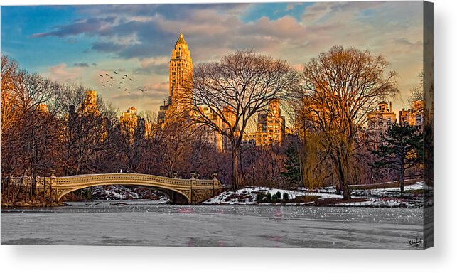 Landscape Acrylic Print featuring the photograph Central Parks Famous Bow Bridge by Chris Lord