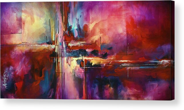 Abstract Acrylic Print featuring the painting 'CITY of FIRE' by Michael Lang