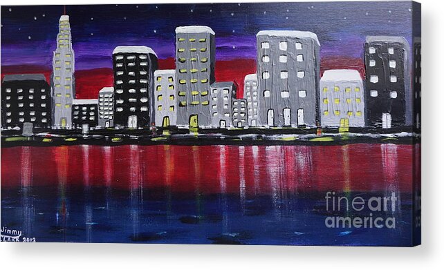 Acrylic Acrylic Print featuring the painting CityScape by Jimmy Clark