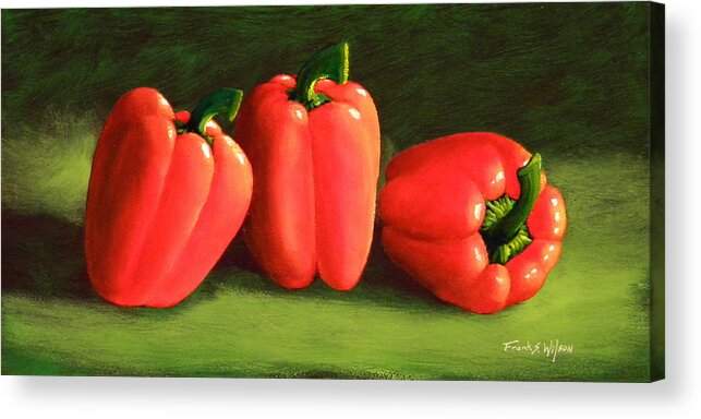 Peppers Acrylic Print featuring the painting Deep Red Peppers by Frank Wilson