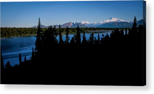 Landscape Acrylic Print featuring the photograph Denali over the Susitna River by Benjamin Dahl