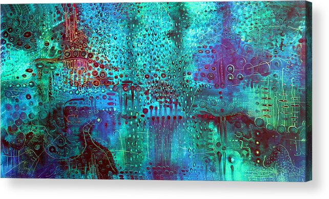 Surrealistic Acrylic Print featuring the painting Emerald World by Lolita Bronzini