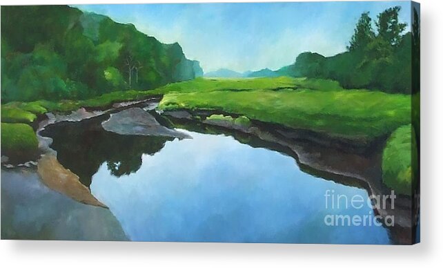 Blue Acrylic Print featuring the painting Essex Creek by Claire Gagnon