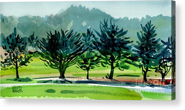 Crystal Springs Acrylic Print featuring the painting Fairway Junipers by Donald Maier