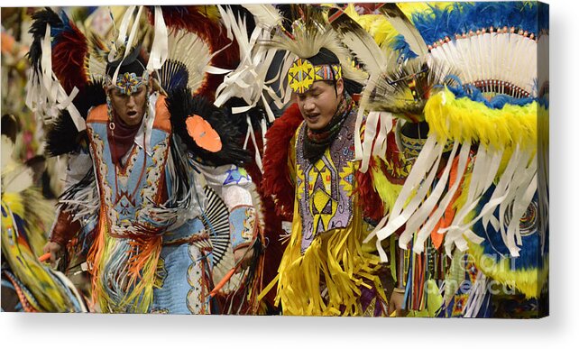 Pow Wow Acrylic Print featuring the photograph Pow Wow Fancy Dancers 7 by Bob Christopher