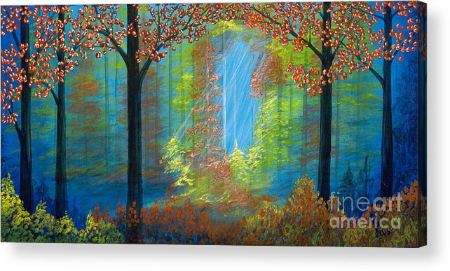 Rebecca Acrylic Print featuring the painting Forest Glow by Rebecca Parker