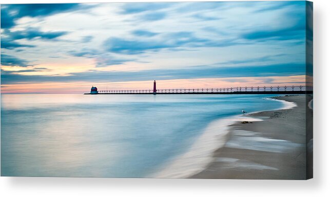 Grand Haven Acrylic Print featuring the photograph Grand Haven Pier - Smooth Waters by Larry Carr