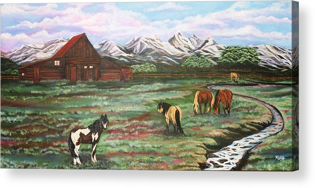 Grand Teton Mountain Acrylic Print featuring the painting Grand Teton Mountains by Michelle Joseph-Long