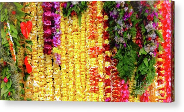 Panorama Acrylic Print featuring the photograph Hawaiian Flower Lei's by D Davila