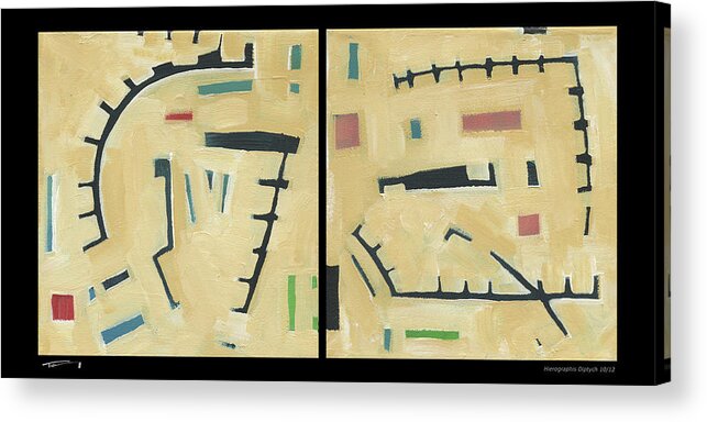 Hieroglyphics Acrylic Print featuring the painting Hierographis Diptych 10/12 by Tim Nyberg