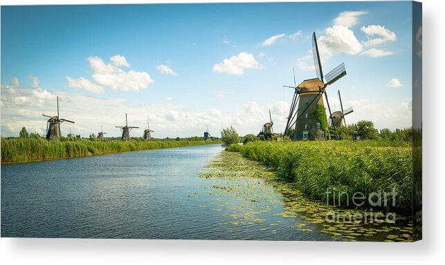 Europe Acrylic Print featuring the photograph idyllic Kinderdijk by Hannes Cmarits