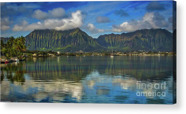 Kaneohe Bay Oahu Hawaii Acrylic Print featuring the photograph Kaneohe Bay Oahu Hawaii by Mitch Shindelbower