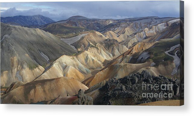 Prott Acrylic Print featuring the photograph Landmannalaugar rhyolite mountains Iceland by Rudi Prott