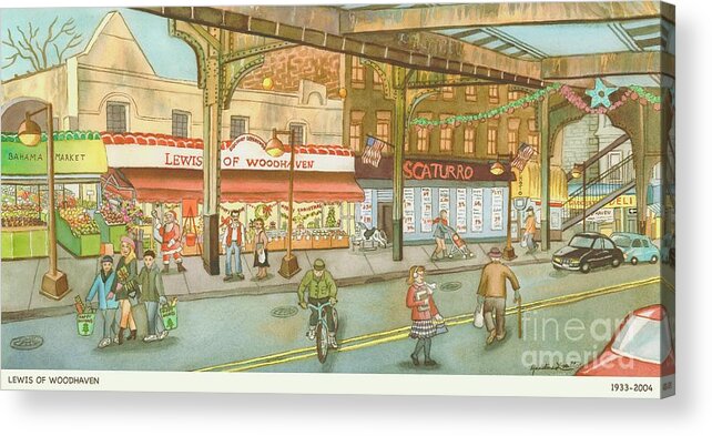 El Train Acrylic Print featuring the painting Lewis Of Woodhaven by Madeline Lovallo