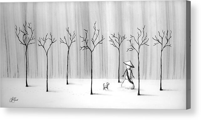 Snow Acrylic Print featuring the drawing Micah Monk 10 - Snowmonk by Lori Grimmett