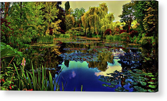 Artist Acrylic Print featuring the digital art Monet's flower garden - Water Lilies by Russ Harris