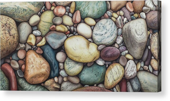Watercolor Acrylic Print featuring the painting Newfoundland Rocks Bigtime by Karen Richardson