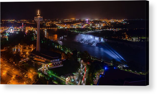 2:1 Acrylic Print featuring the photograph Niagara Falls at Night #3 by Mark Rogers