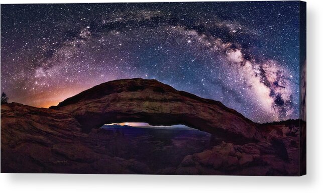 Lena Owens Acrylic Print featuring the digital art Night Sky Over Mesa Arch Utah by OLena Art
