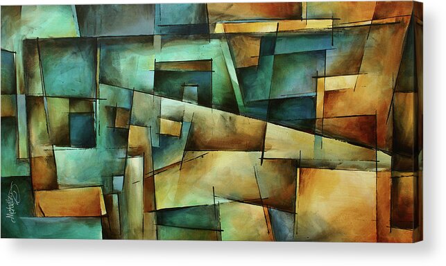 Abstract Acrylic Print featuring the painting 'One Way' by Michael Lang