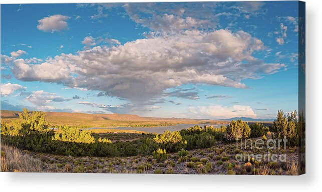 New Acrylic Print featuring the photograph Panorama of Cloud Formation Over Cochiti Lake - Rio Grande Valley New Mexico by Silvio Ligutti