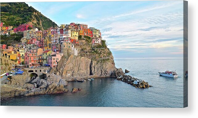Manarola Acrylic Print featuring the photograph Panoramic Manarola Seascape by Frozen in Time Fine Art Photography